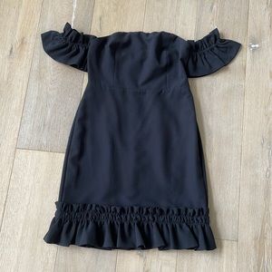 Black ruffle off the shoulder dress